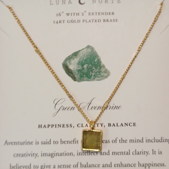 HAPPINESS, CLARITY,  BALANCE Luna Norte Gold plated  Necklace GREEN AVENTURINE - Picture 7 of 8